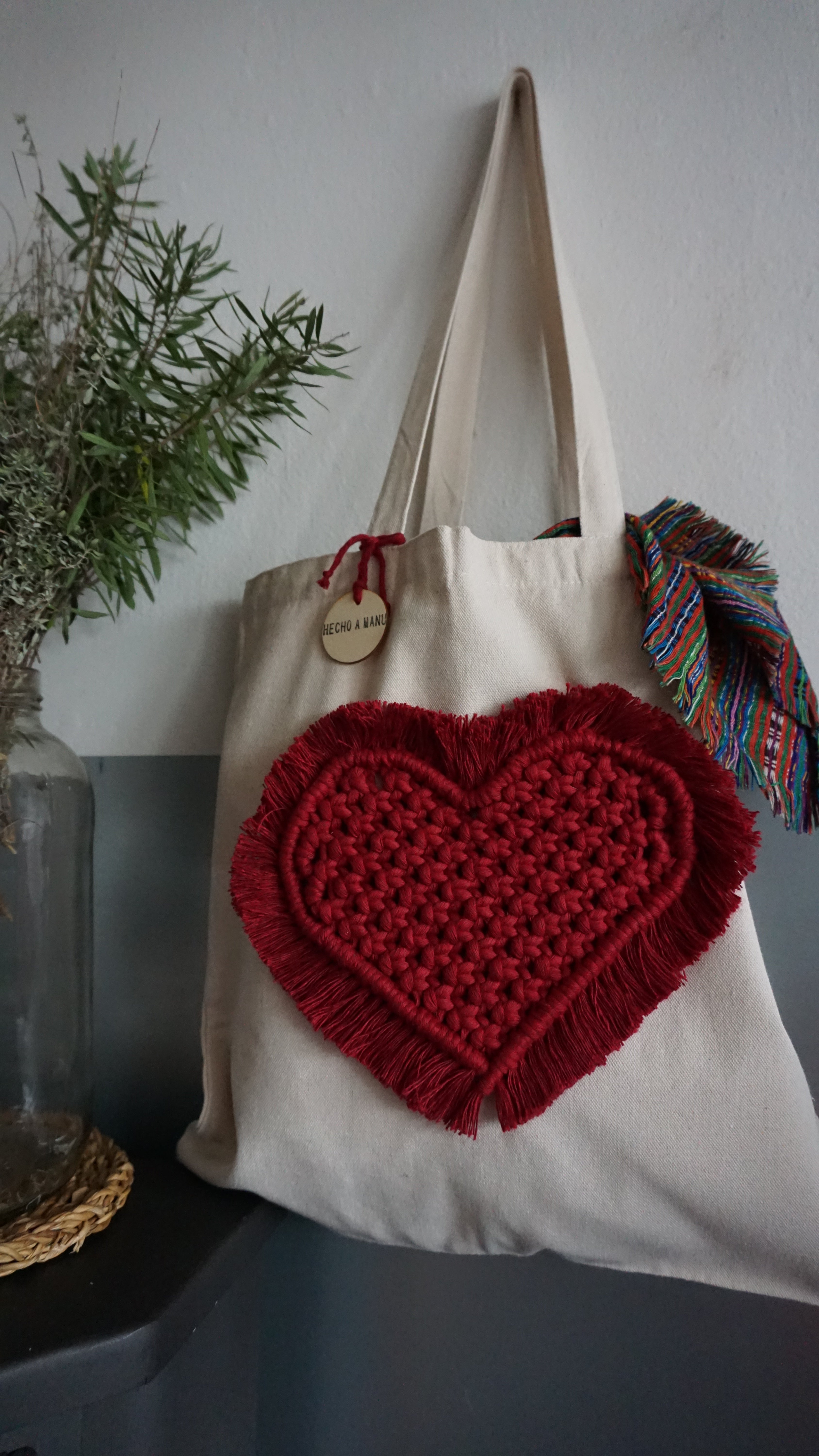 TOTE BAG CORAZÓN COLOR CEREZA