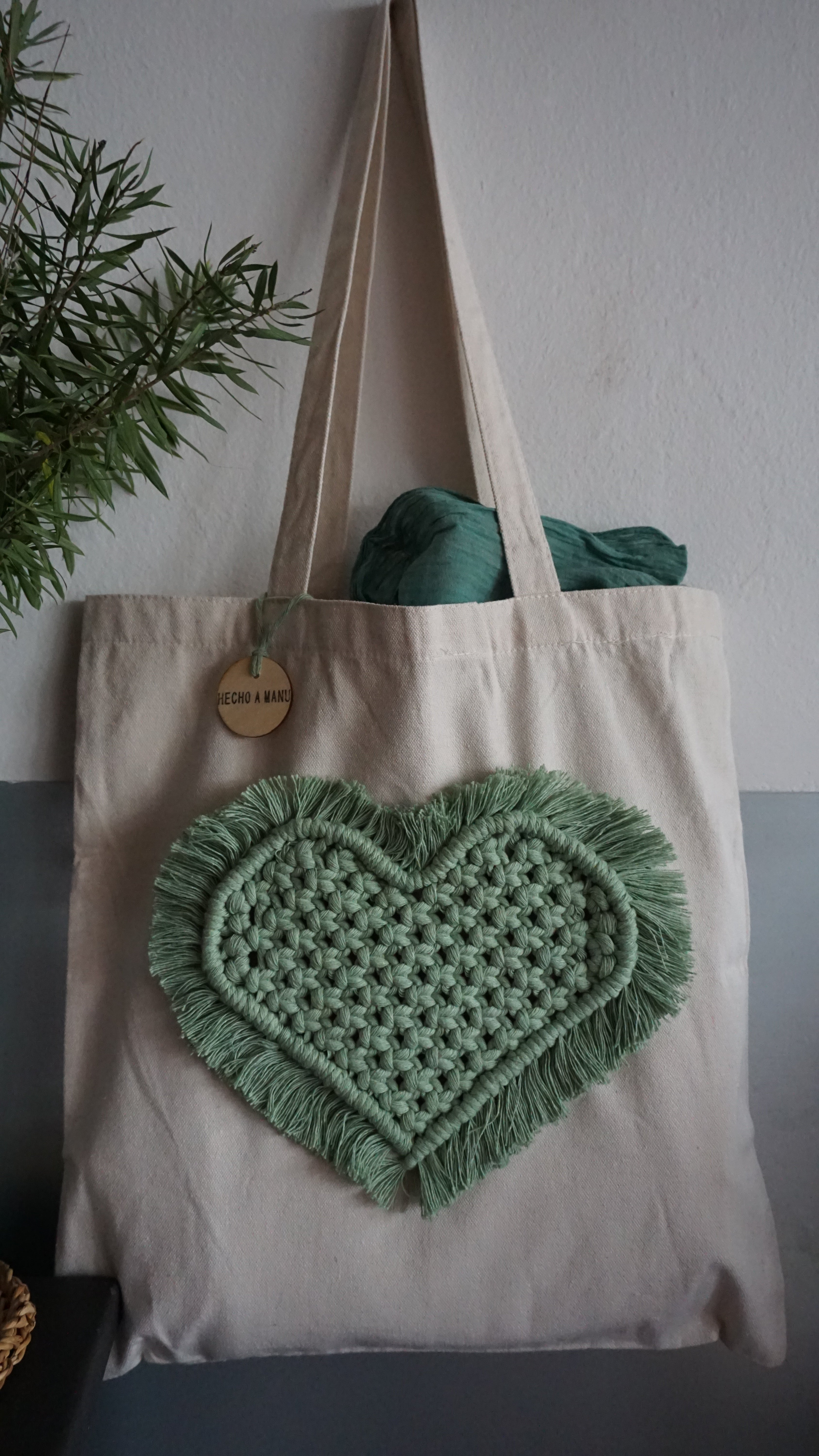 TOTE BAG CORAZÓN COLOR VERDE CACTUS