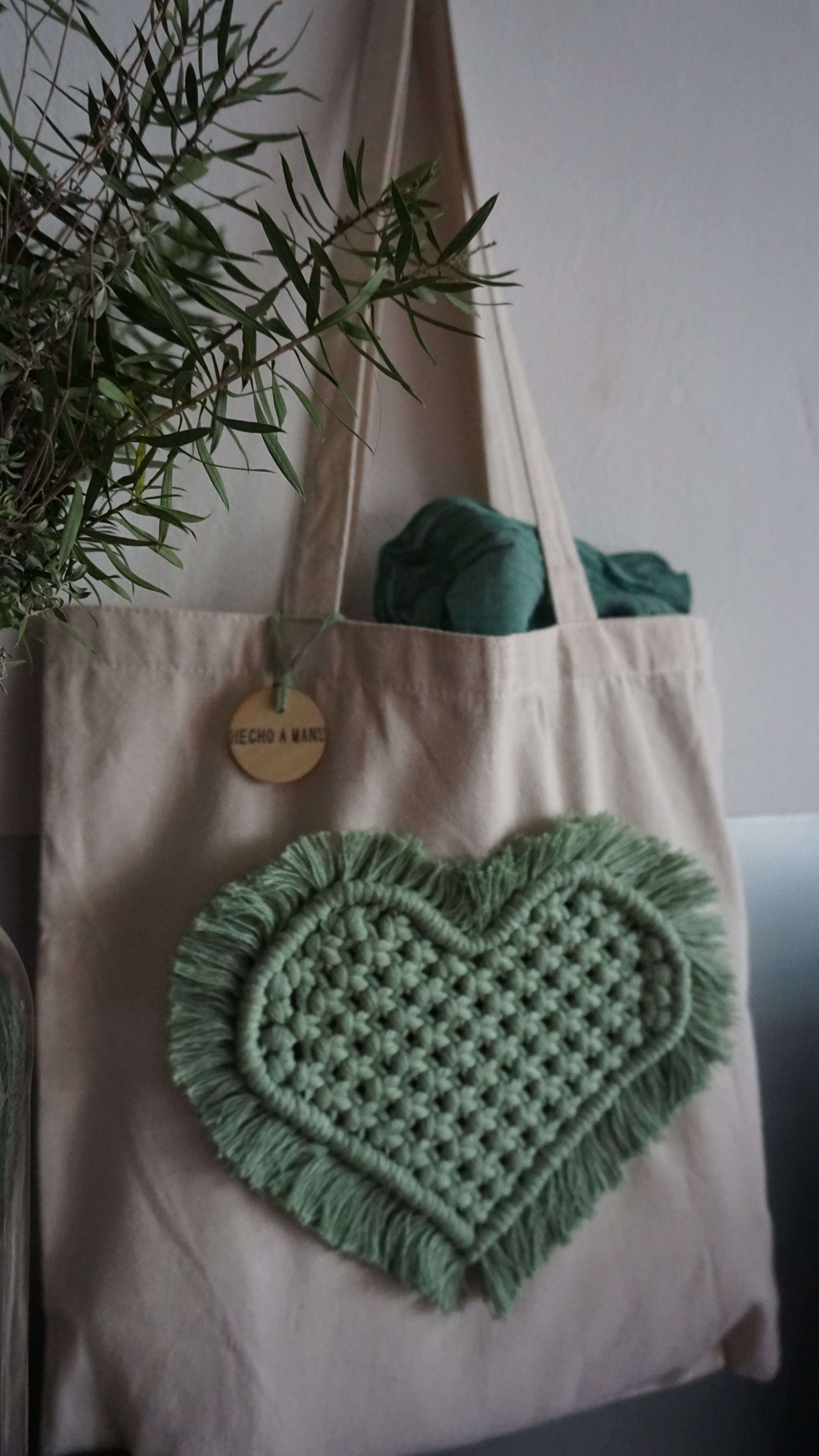 TOTE BAG CORAZÓN COLOR VERDE CACTUS