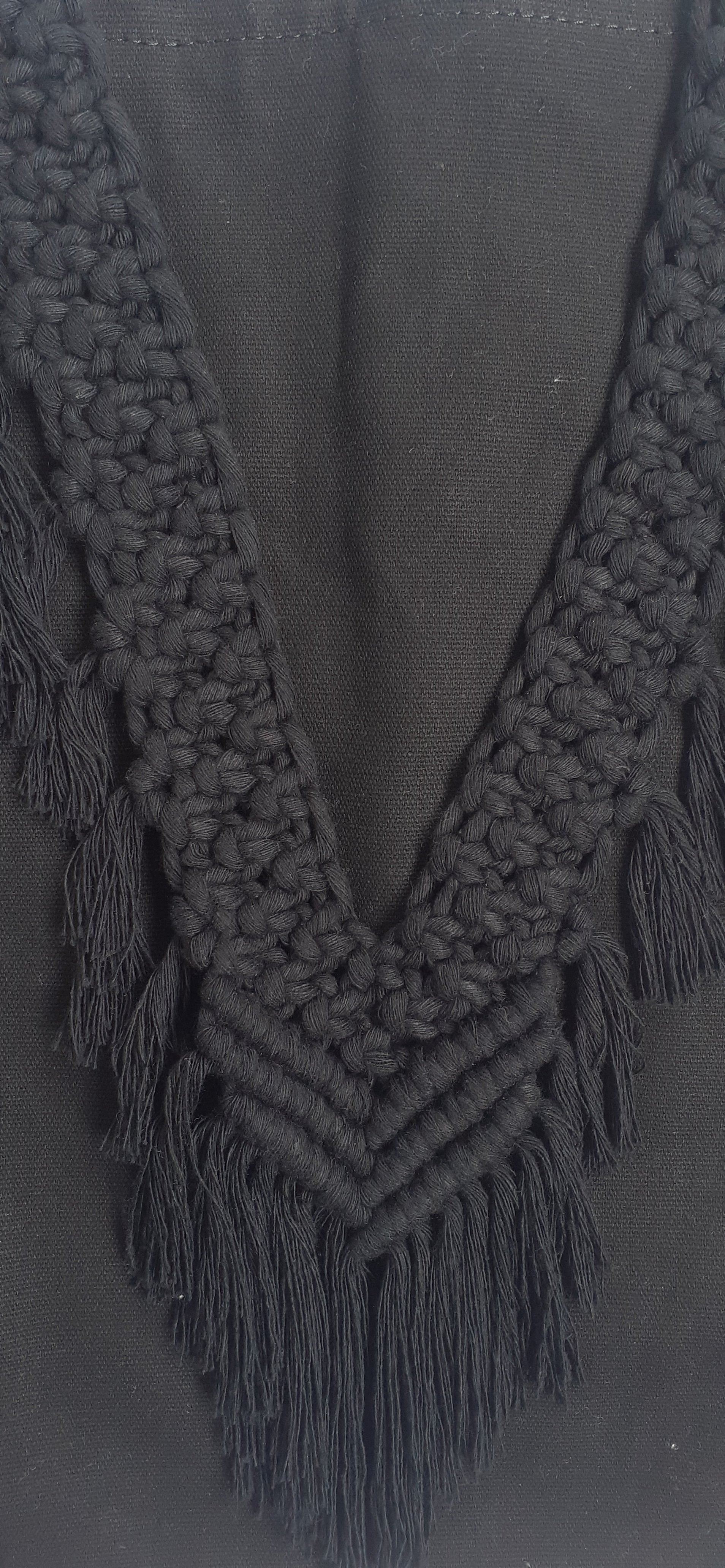 TOTE BAG NEGRO MACRAME CORAZON URDIMBRE NEGRO