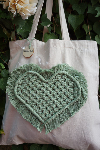 TOTE BAG CORAZÓN COLOR VERDE CACTUS
